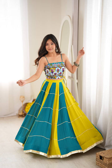 Premium Heavy Rayon Lehenga Choli with Gota Patti, Lace & Mirror Work