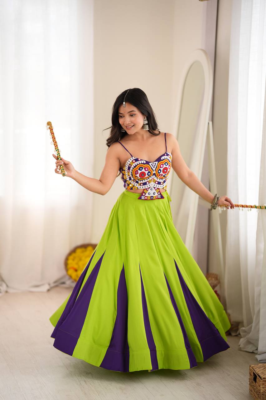 Premium Heavy Rayon Lehenga Choli with Gota Patti, Lace & Mirror Work