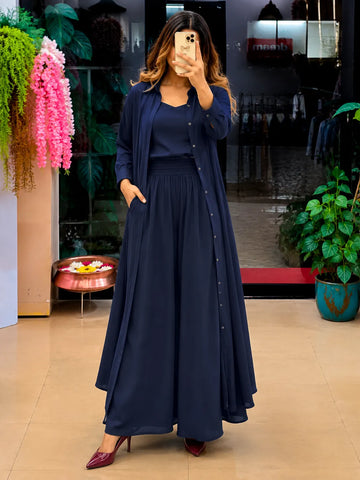 Women's 3-Piece Co-Ord Set with Long Shrug | Premium Stylish Matching Set for Women