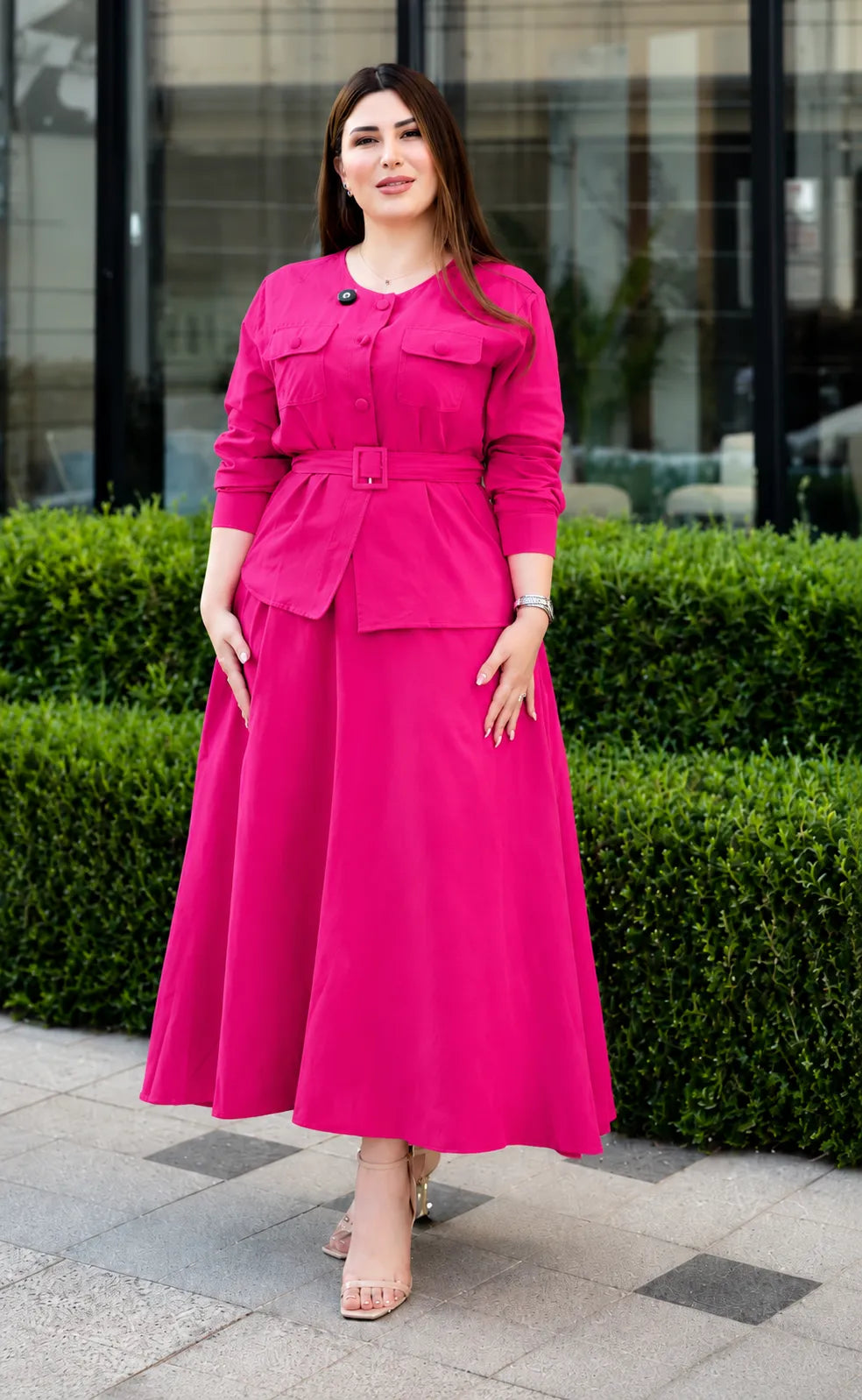 New Women's Premium Rayon Co-Ord Set | Button-Down Top & Flared Skirt