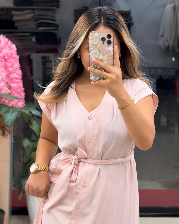 Premium Rayon Maxi Dress for Women | Elegant Belted Casual Dress