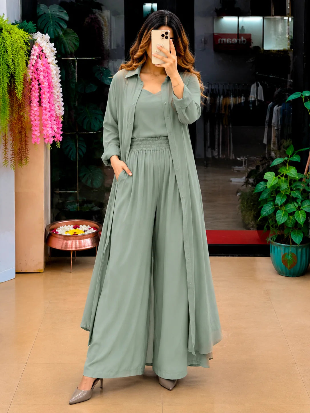 Women's 3-Piece Co-Ord Set with Long Shrug | Premium Stylish Matching Set for Women