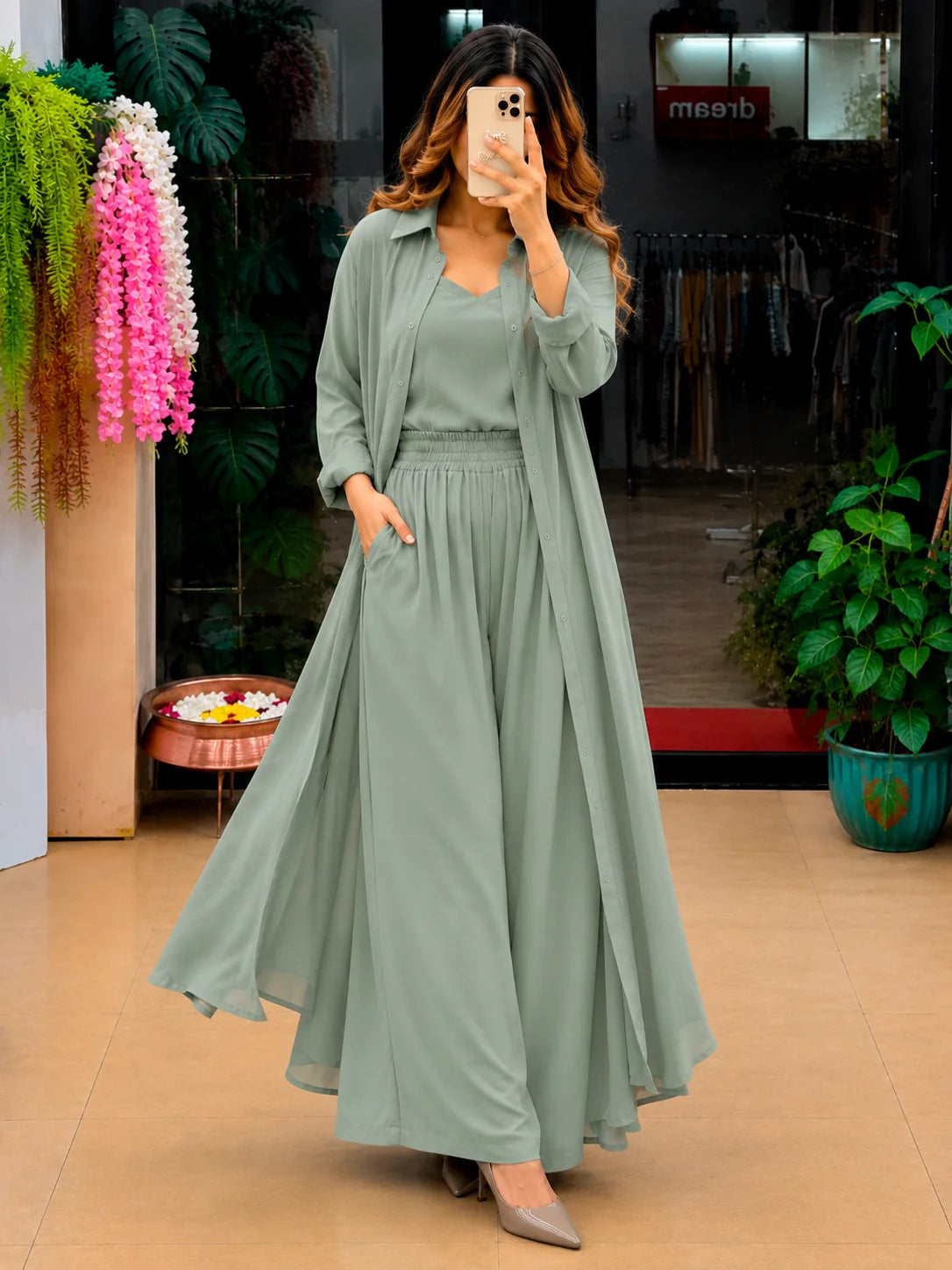 Women's 3-Piece Co-Ord Set with Long Shrug | Premium Stylish Matching Set for Women