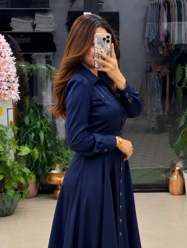Women's Rayon Maxi Dress | Elegant Button-Down Long Dress