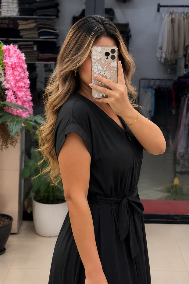 Premium Rayon Maxi Dress for Women | Elegant Belted Casual Dress