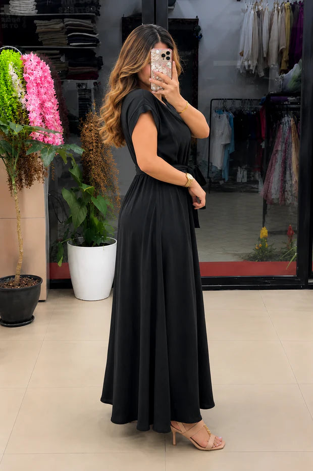 Premium Rayon Maxi Dress for Women | Elegant Belted Casual Dress