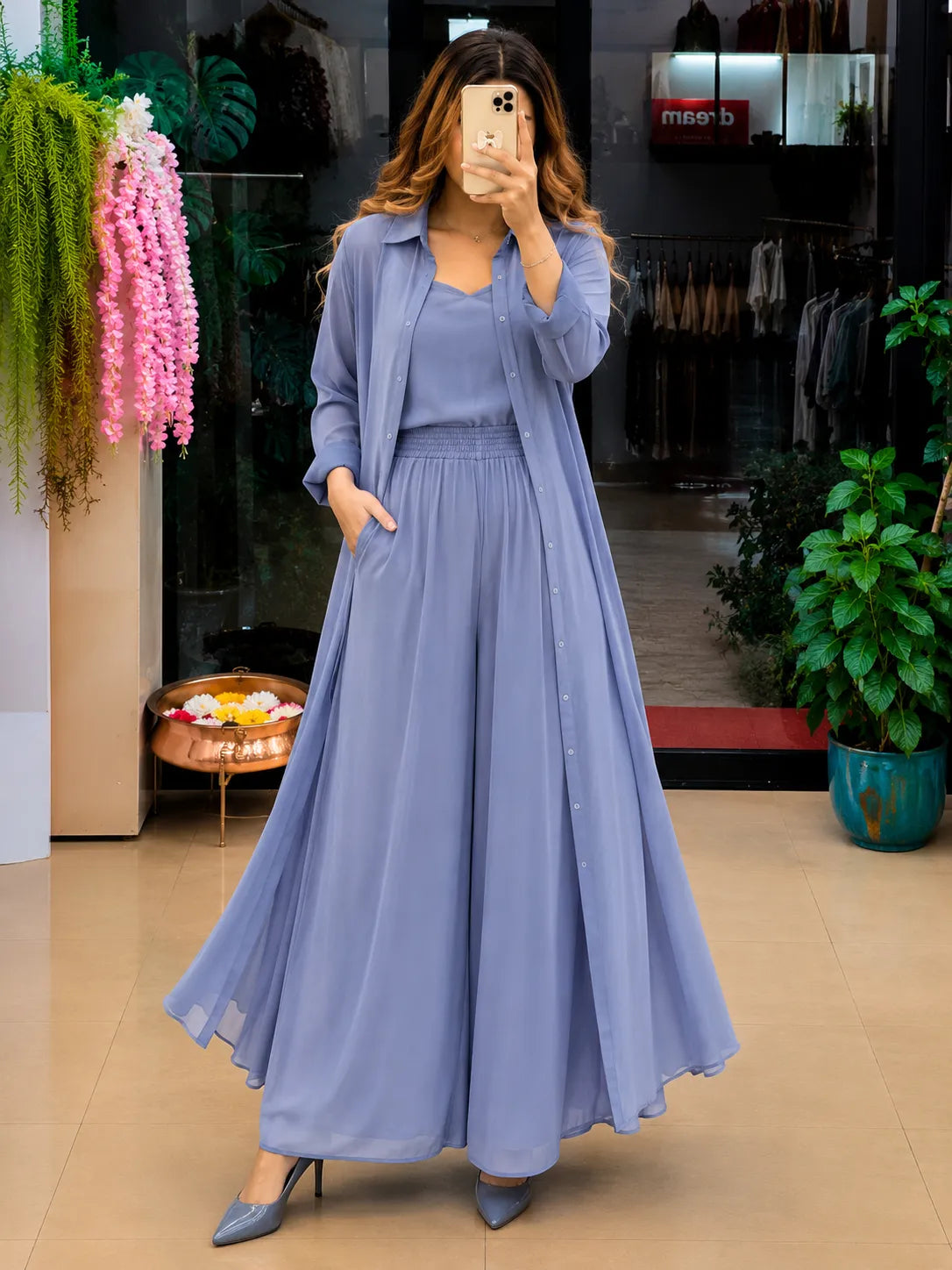 Women's 3-Piece Co-Ord Set with Long Shrug | Premium Stylish Matching Set for Women