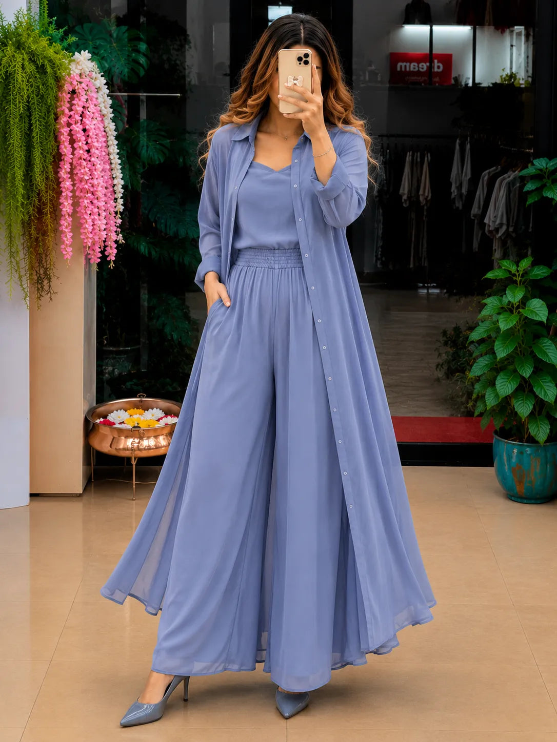 Women's 3-Piece Co-Ord Set with Long Shrug | Premium Stylish Matching Set for Women