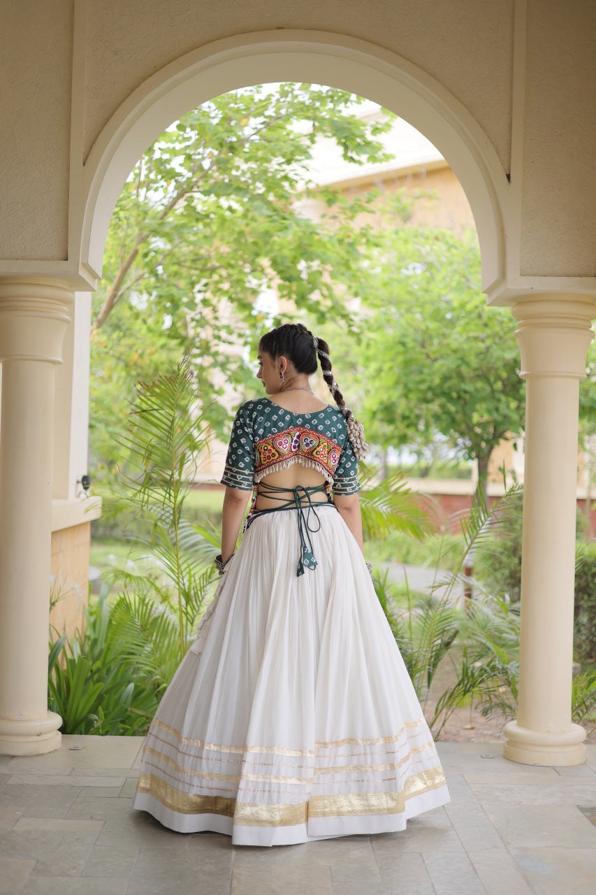 Premium Cora Cotton Navratri Lehenga Choli with Gota Patti & Gamthi Work