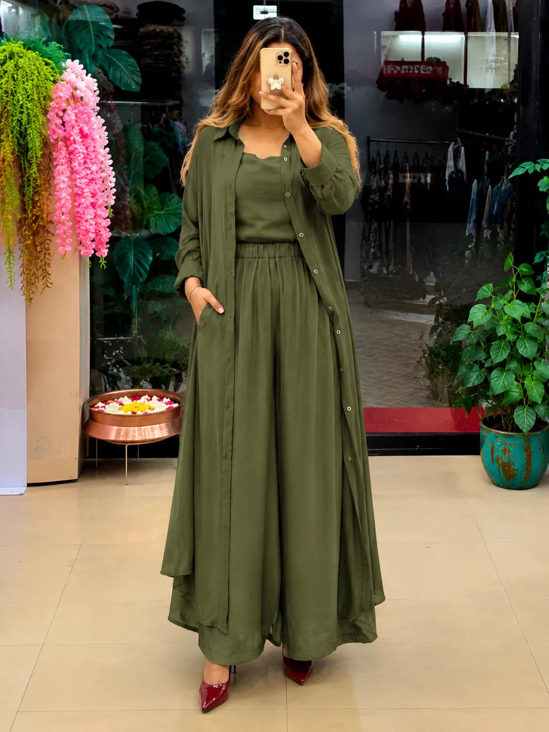 Women's 3-Piece Co-Ord Set with Long Shrug | Premium Stylish Matching Set for Women
