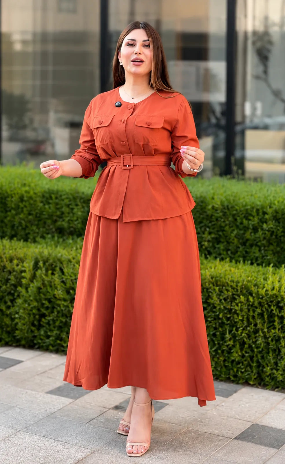 New Women's Premium Rayon Co-Ord Set | Button-Down Top & Flared Skirt