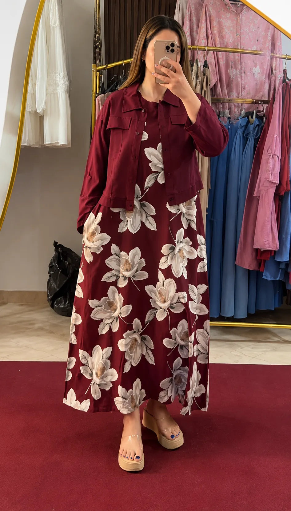 Premium Floral Rayon Co-Ord Set for Women | Dress with Matching Jacket
