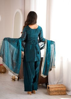 Premium Heavy Fendy Silk Embroidered Farshi Shalwar Set