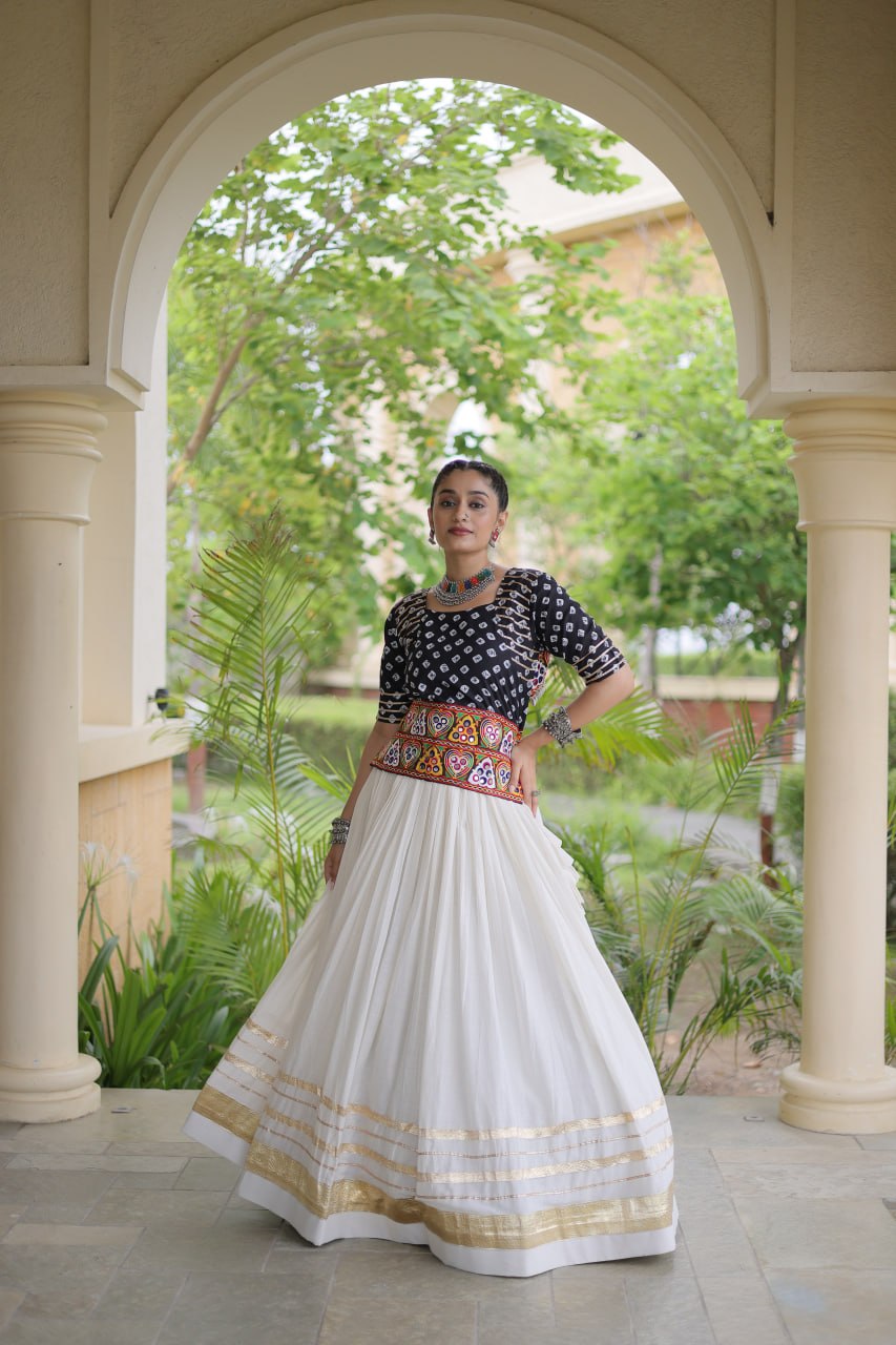 Premium Cora Cotton Navratri Lehenga Choli with Gota Patti & Gamthi Work