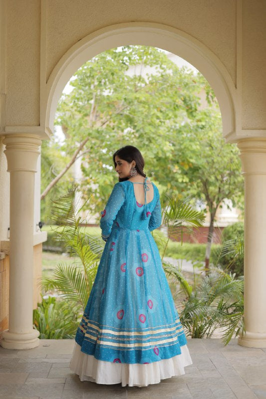 Premium Kora Cotton Navratri Lehenga with Bandhani Print & Kutchi Patchwork Kurti