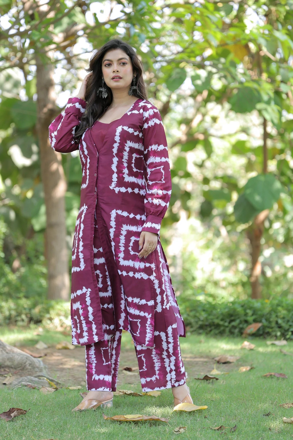 Women's Printed Muslin Co-Ord Set – Blue Shibori Design