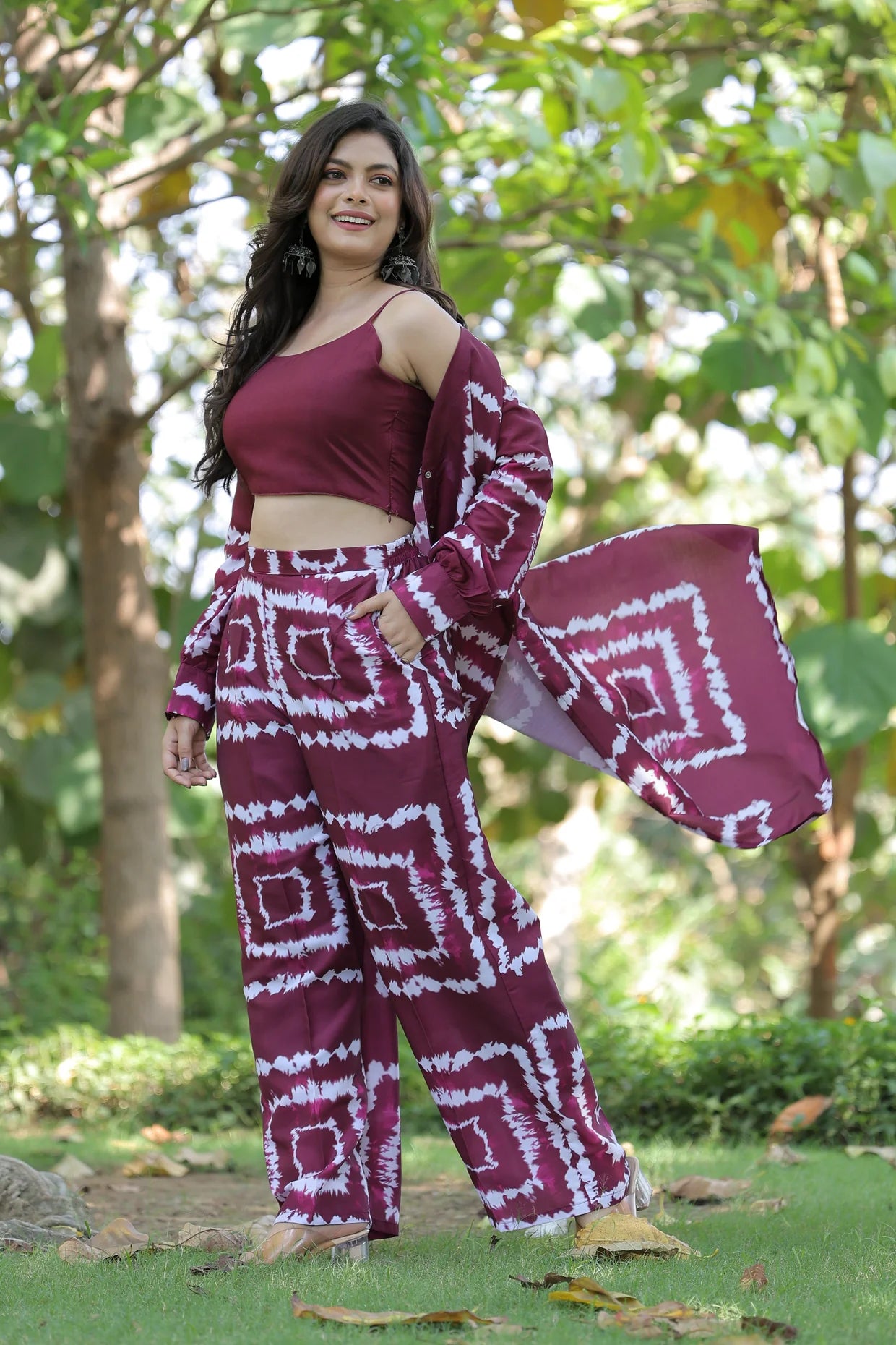 Women's Printed Muslin Co-Ord Set – Blue Shibori Design