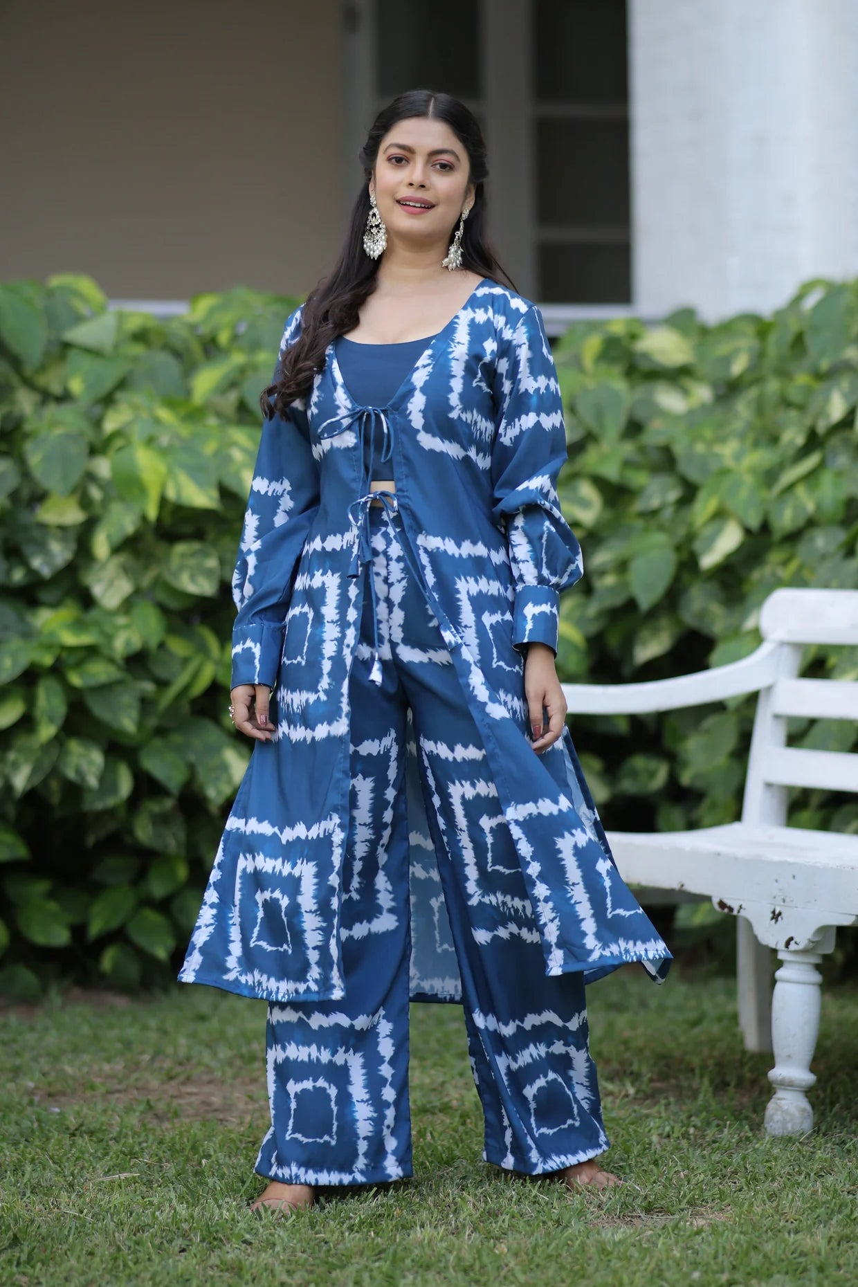Blue Shibori Print Muslin Co-Ord Set for Women