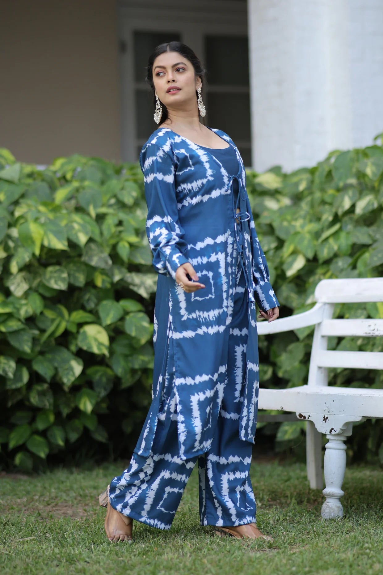 Blue Shibori Print Muslin Co-Ord Set for Women