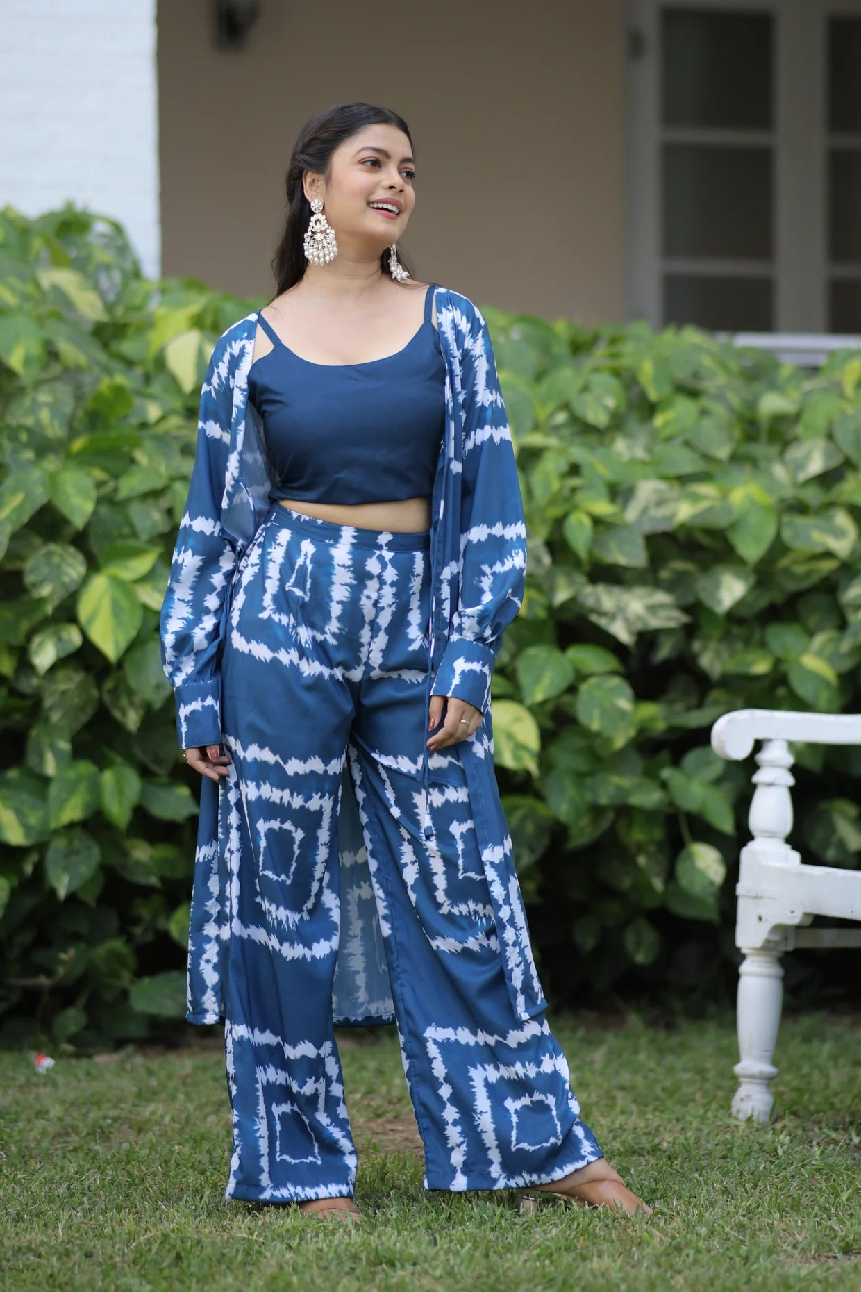 Blue Shibori Print Muslin Co-Ord Set for Women