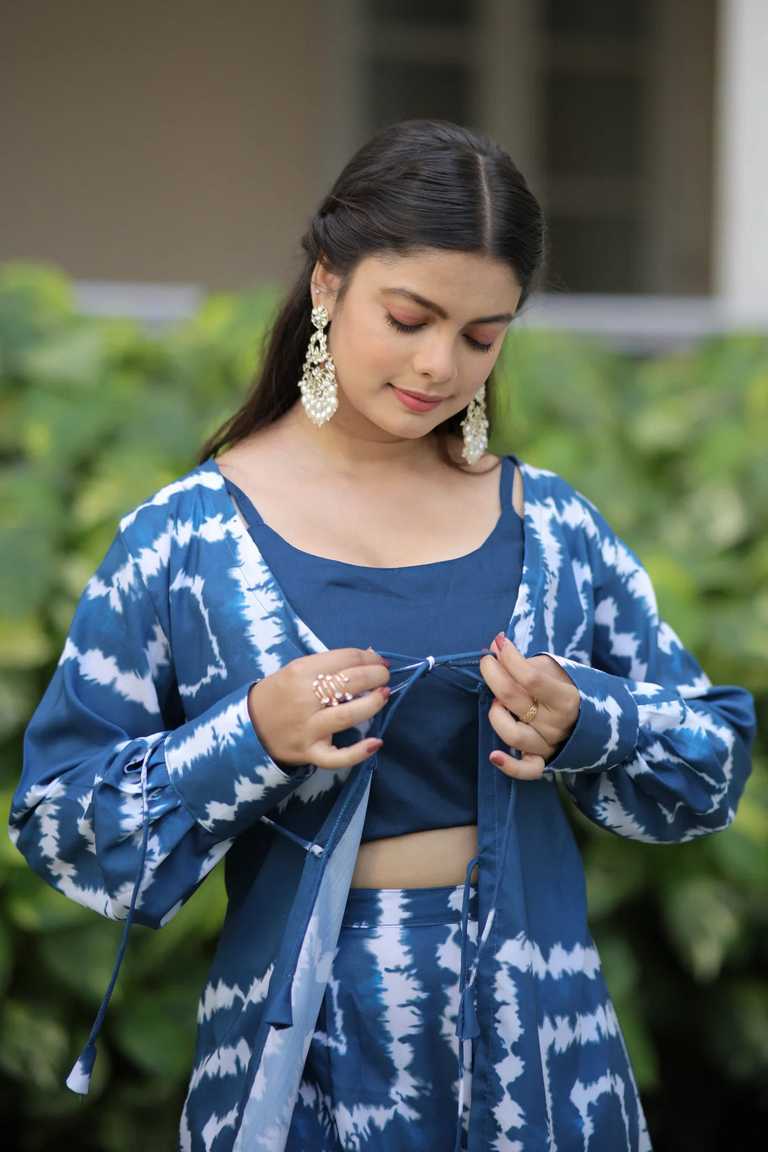 Blue Shibori Print Muslin Co-Ord Set for Women