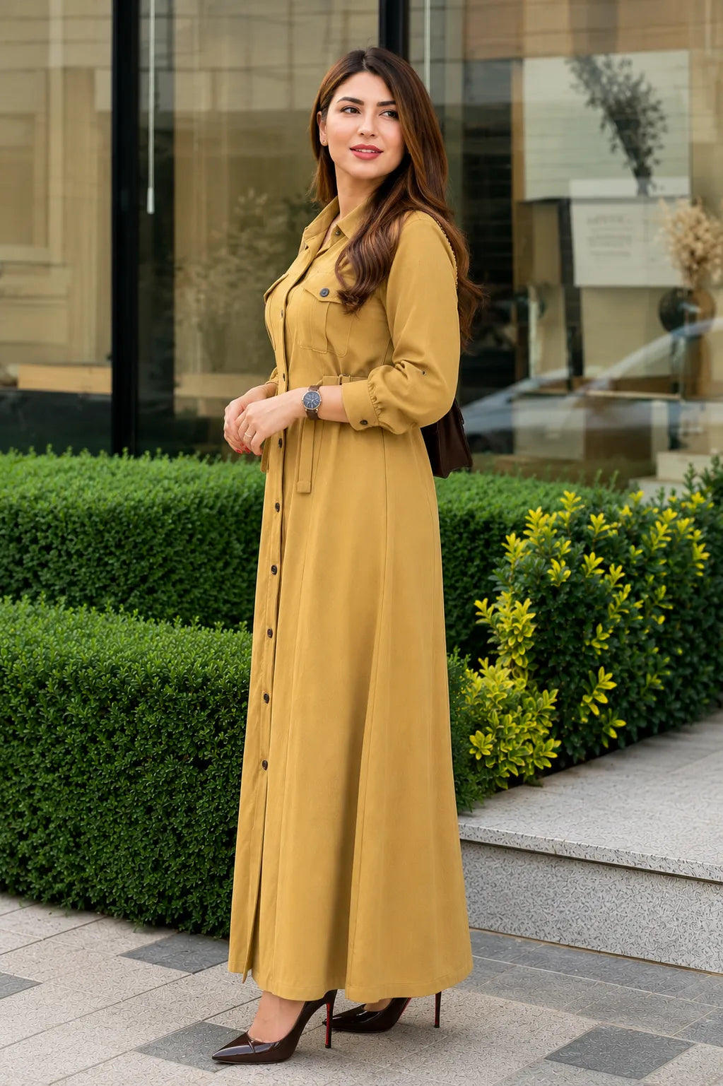 Women's Rayon Maxi Dress with Waist Belt | Casual & Office Wear
