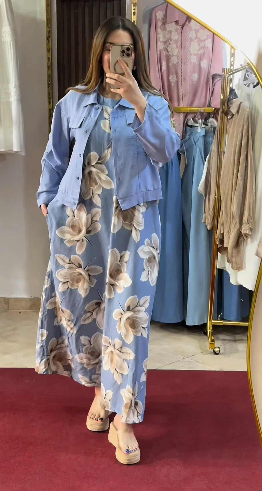Premium Floral Rayon Co-Ord Set for Women | Dress with Matching Jacket