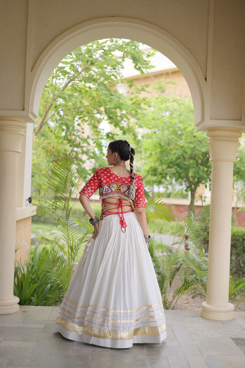 Premium Cora Cotton Navratri Lehenga Choli with Gota Patti & Gamthi Work