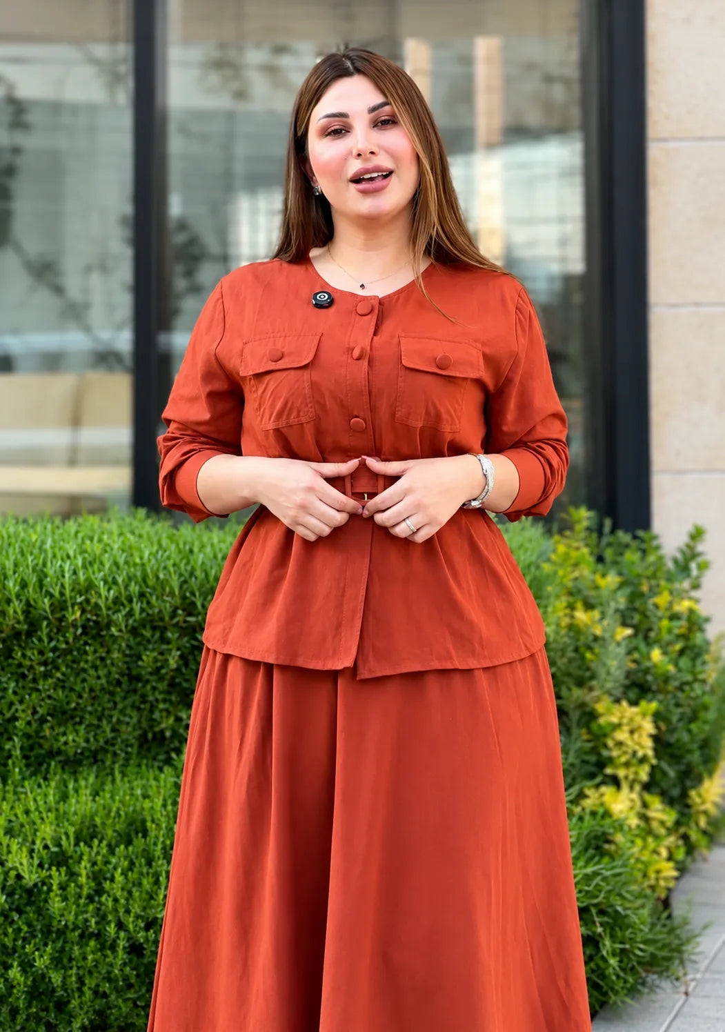 New Women's Premium Rayon Co-Ord Set | Button-Down Top & Flared Skirt