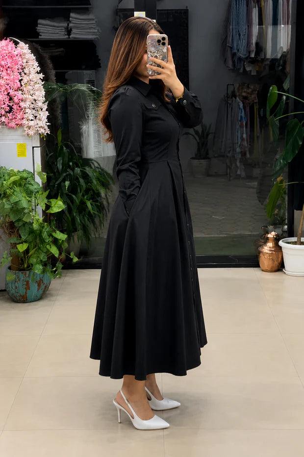 Women's Rayon Maxi Dress | Elegant Button-Down Long Dress