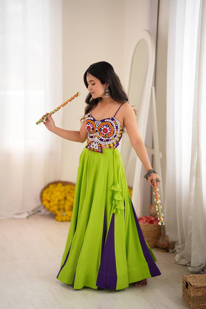 Premium Heavy Rayon Lehenga Choli with Gota Patti, Lace & Mirror Work