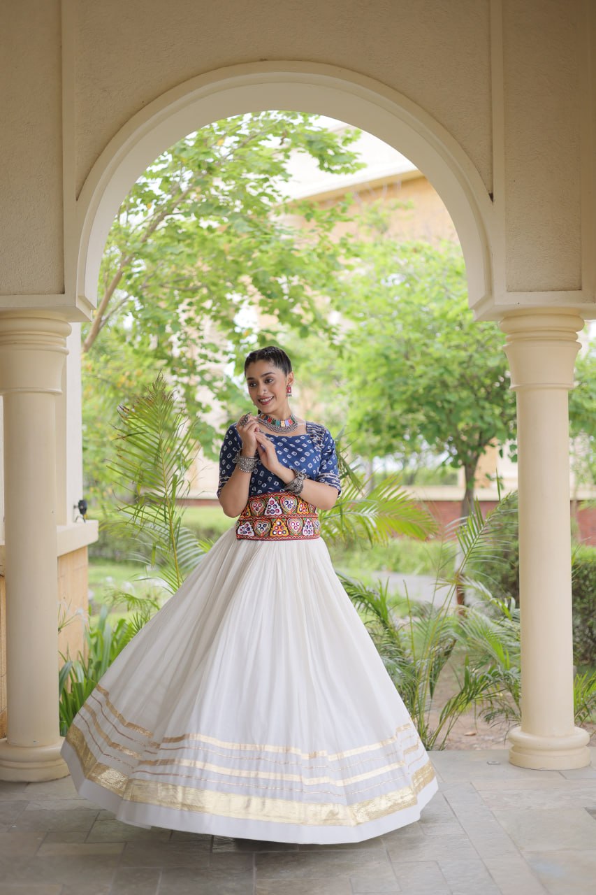 Premium Cora Cotton Navratri Lehenga Choli with Gota Patti & Gamthi Work