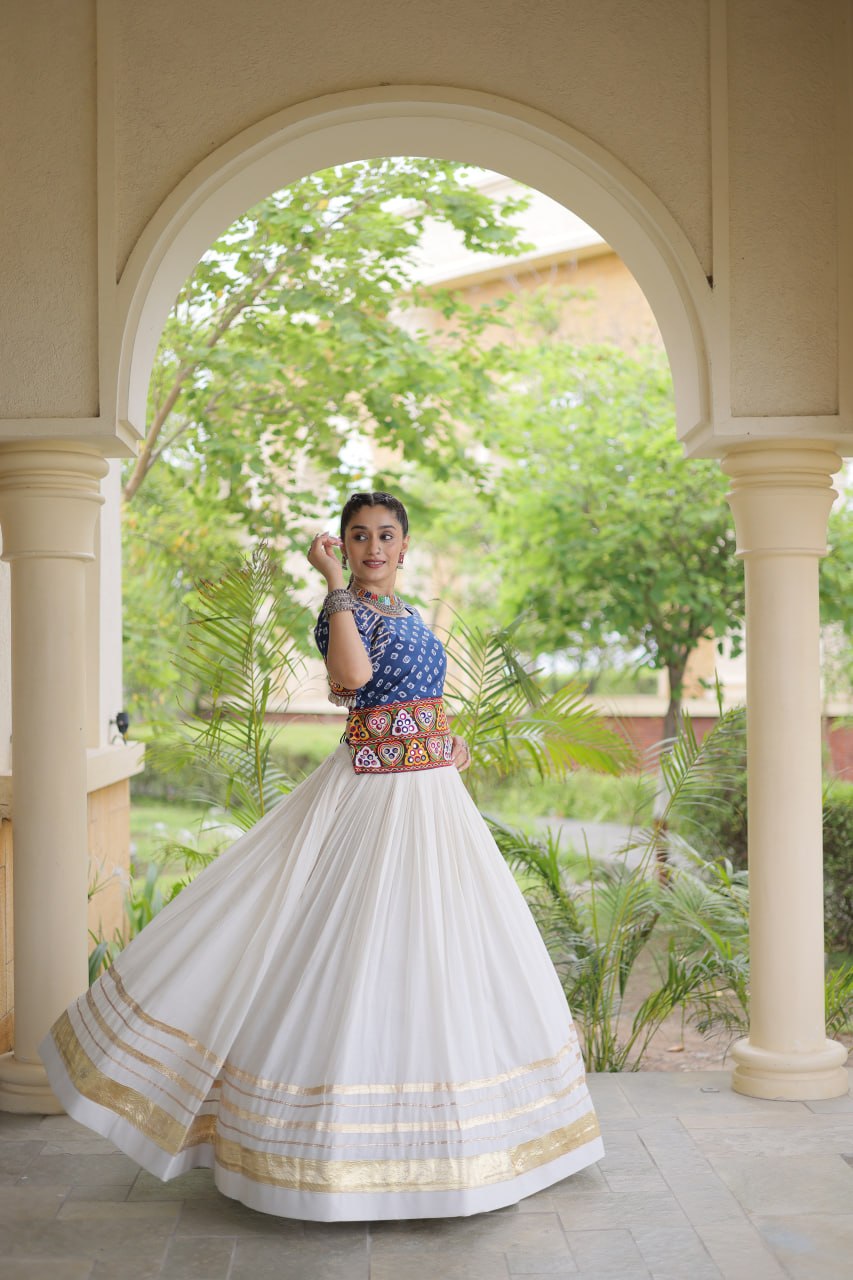 Premium Cora Cotton Navratri Lehenga Choli with Gota Patti & Gamthi Work