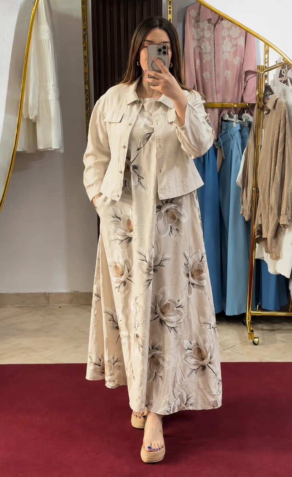 Premium Floral Rayon Co-Ord Set for Women | Dress with Matching Jacket