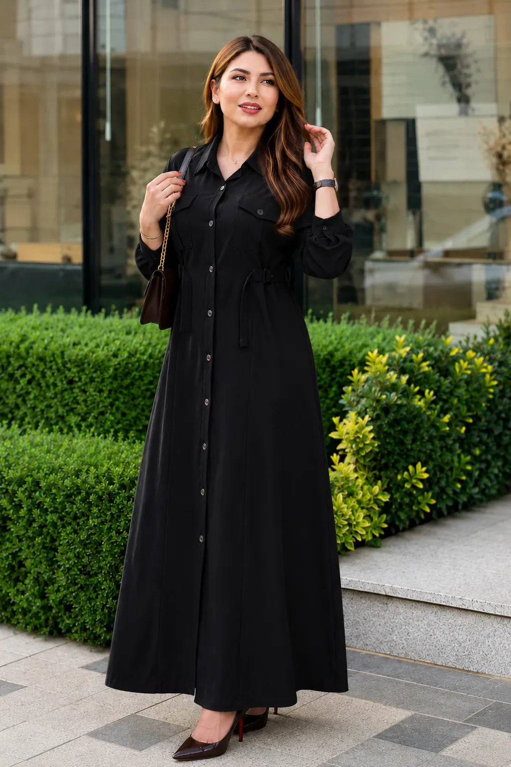 Women's Rayon Maxi Dress with Waist Belt | Casual & Office Wear