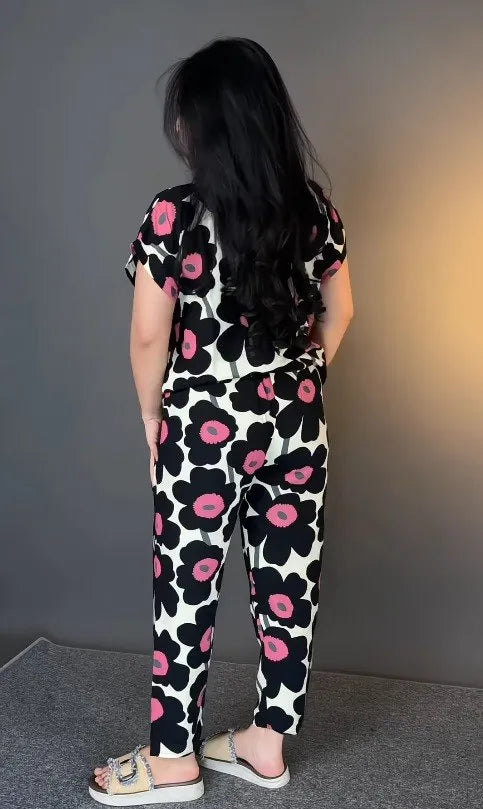 Black Printed Rayon Co-Ord Set for Women | Stylish & Comfortable Matching Outfit