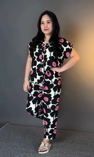 Black Printed Rayon Co-Ord Set for Women | Stylish & Comfortable Matching Outfit