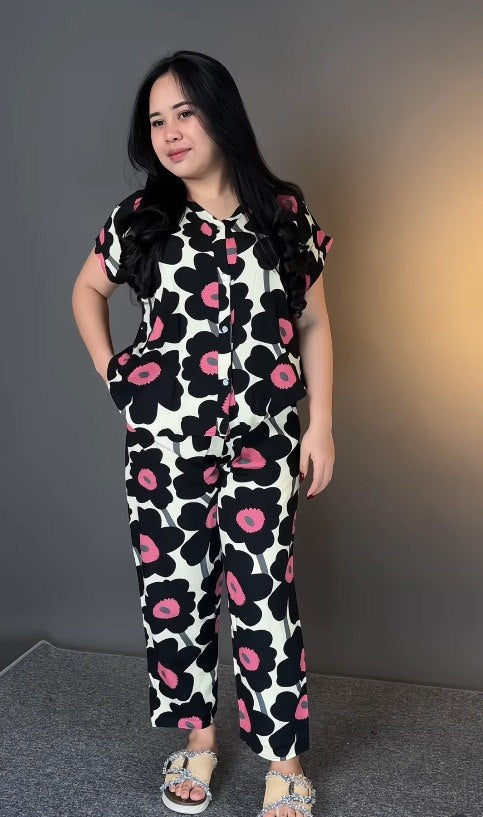 Black Printed Rayon Co-Ord Set for Women | Stylish & Comfortable Matching Outfit