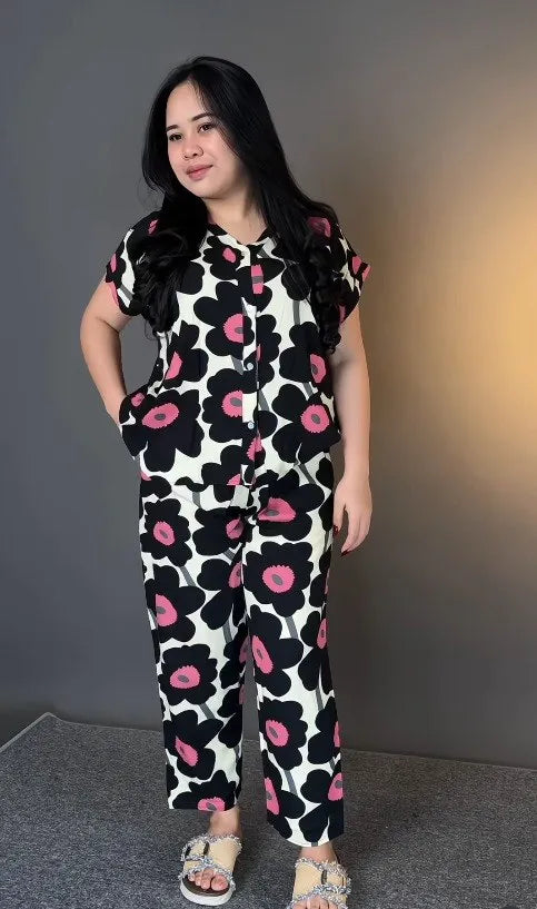 Black Printed Rayon Co-Ord Set for Women | Stylish & Comfortable Matching Outfit