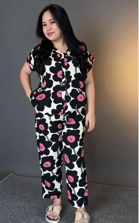 Black Printed Rayon Co-Ord Set for Women | Stylish & Comfortable Matching Outfit