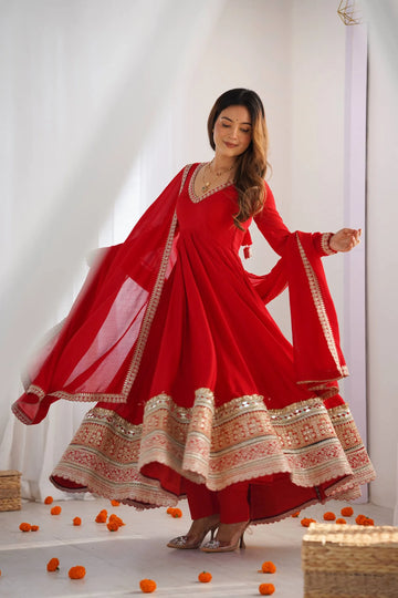 Premium Crunchy Silk Indo-Western Crop Top Palazzo Set with Embroidery & Sequin Work