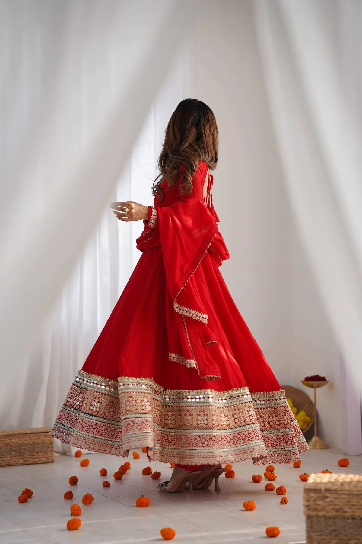 Premium Crunchy Silk Indo-Western Crop Top Palazzo Set with Embroidery & Sequin Work