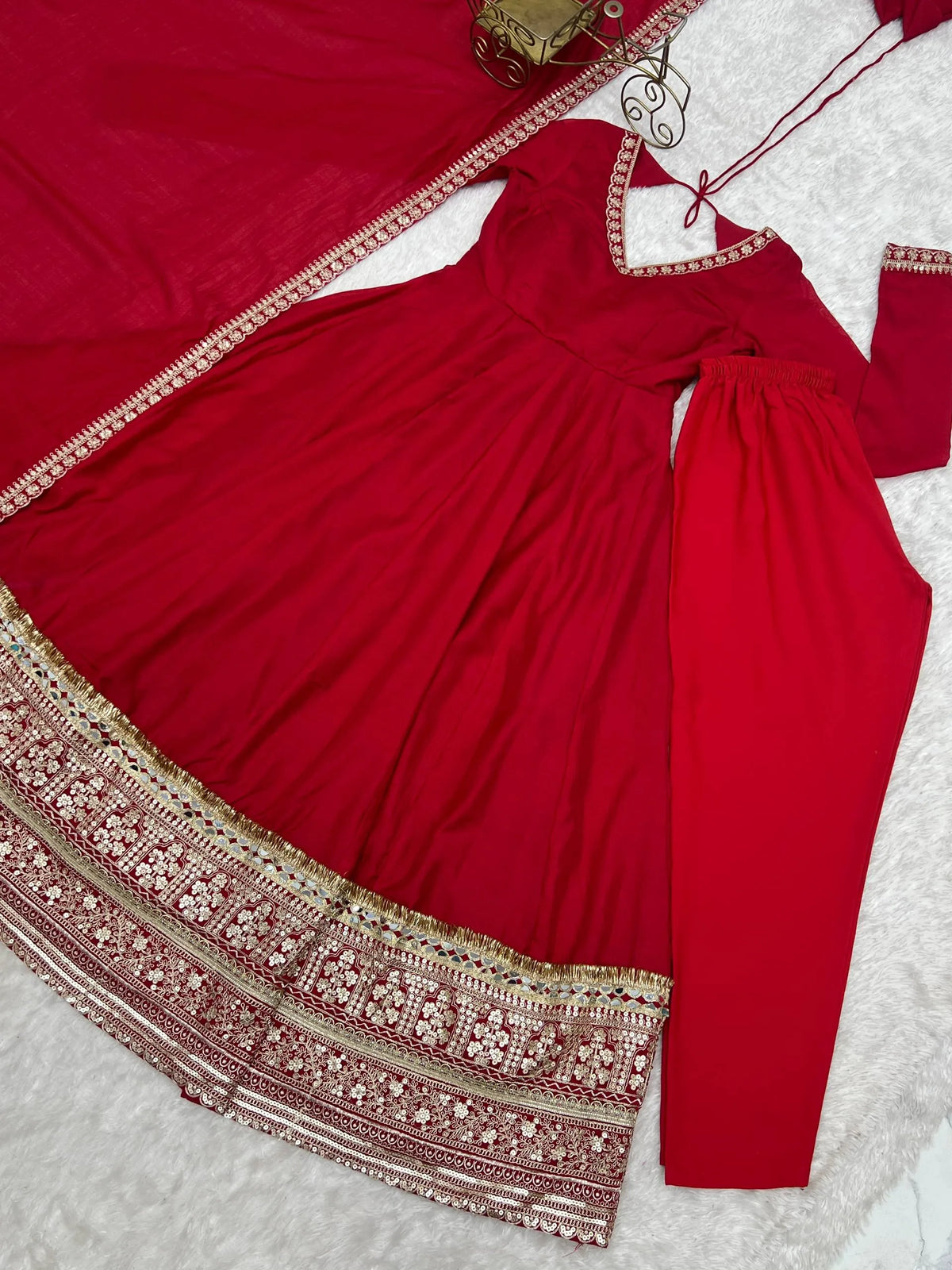 Premium Crunchy Silk Indo-Western Crop Top Palazzo Set with Embroidery & Sequin Work