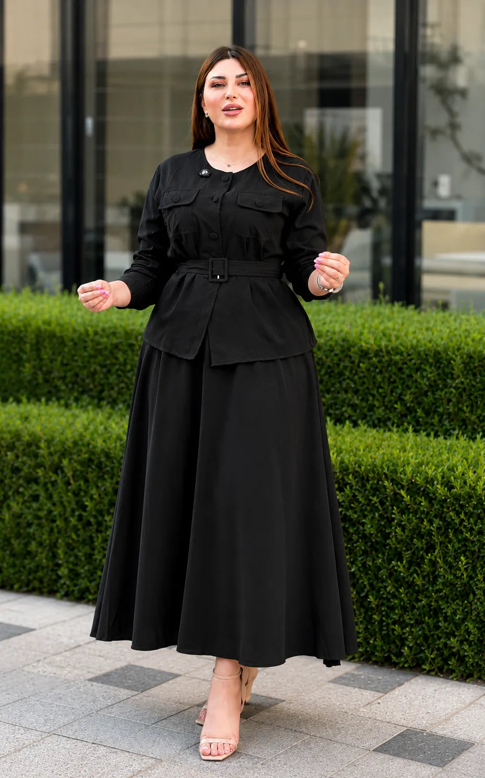 New Women's Premium Rayon Co-Ord Set | Button-Down Top & Flared Skirt