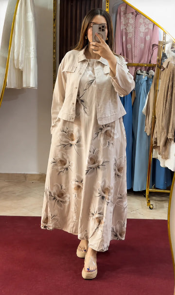 Premium Floral Rayon Co-Ord Set for Women | Dress with Matching Jacket
