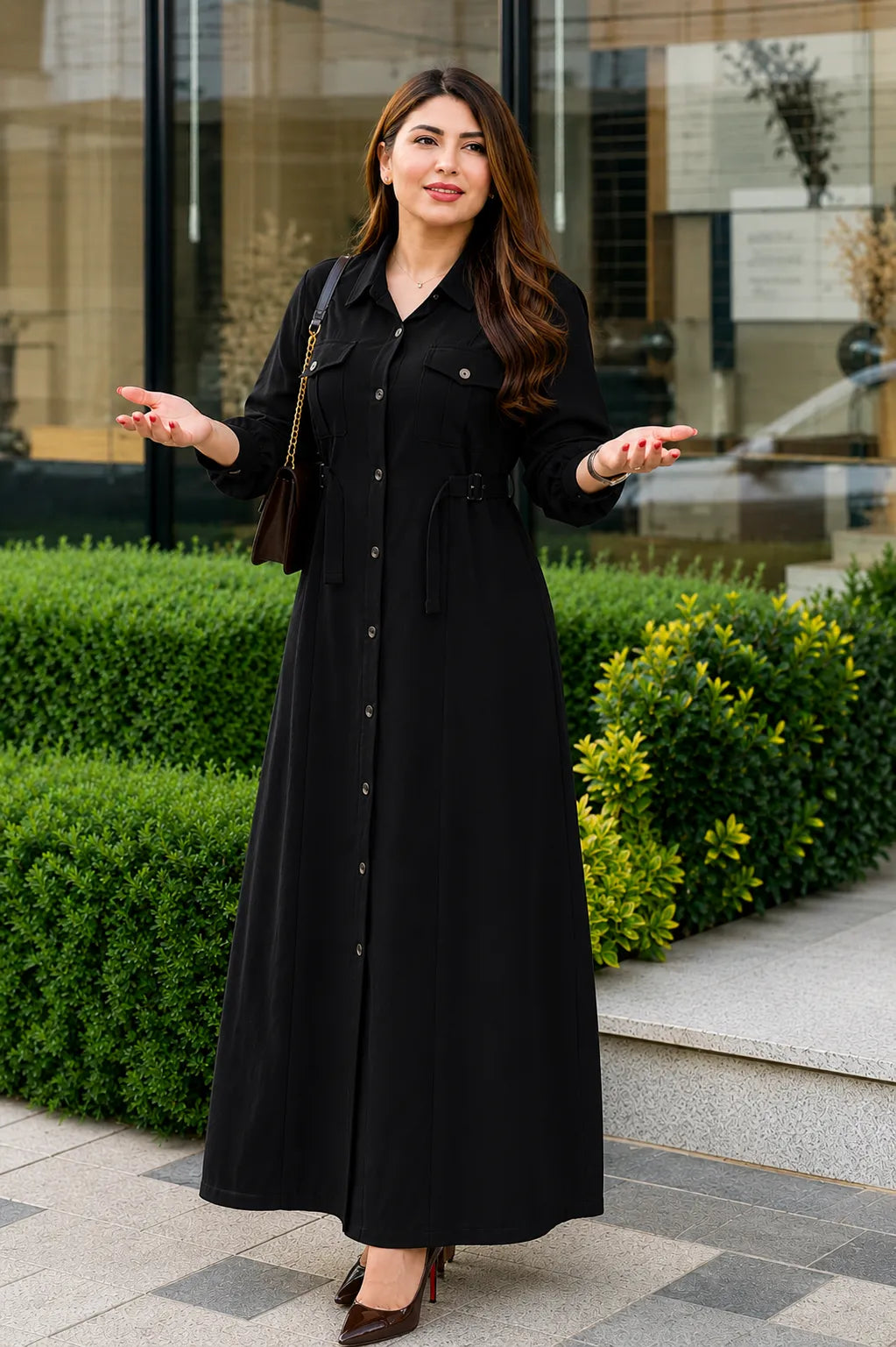 Women's Rayon Maxi Dress with Waist Belt | Casual & Office Wear