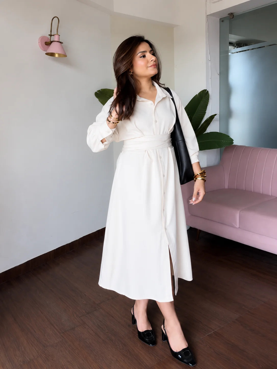 Stylish Shirt-Style Midi Dress Design