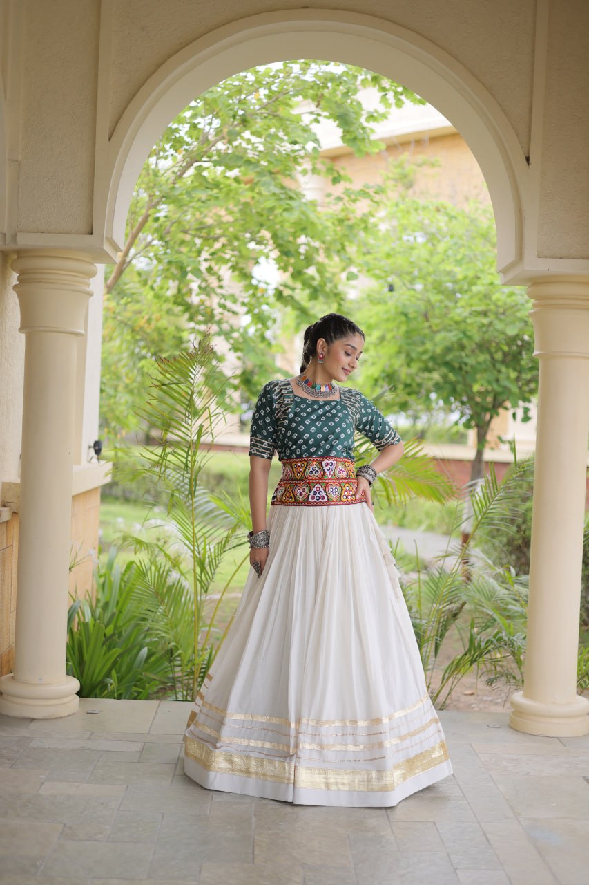 Premium Cora Cotton Navratri Lehenga Choli with Gota Patti & Gamthi Work