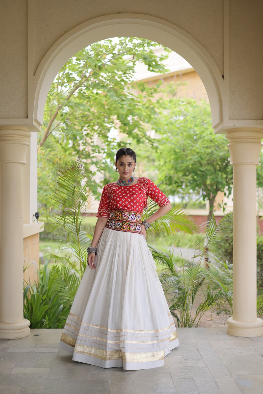 Premium Cora Cotton Navratri Lehenga Choli with Gota Patti & Gamthi Work