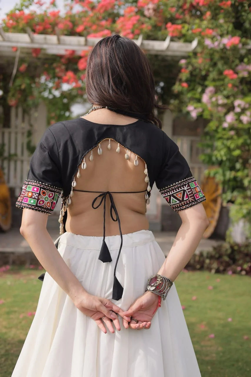 Premium Roman Fabric Navratri Lehenga Choli with Gota & Mirror Work